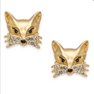 NWT-Kate Spade Fox Stud Earrings in Clear Gold